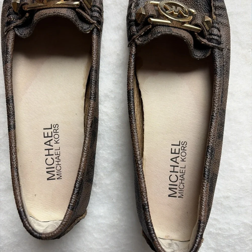 Michael Kors Shoes 4.5M Moccasin Loafers Slip On Gold MK Flats‎